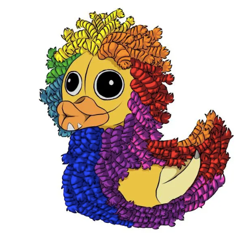 Yarn-bee Rainbow Duck Sticker - Yarn, Wool, Lion, Duck